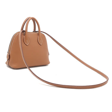 エルメス HERMES ボリード1923 ミニ ゴールド エバーカーフ 2WAYバッグ シルバー金具 新品 未使用 茶 ハンドバッグ ショルダー