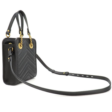 グッチ GUCCI GGマーモント キルティング 696123 ブラック レザー 2WAYバッグ マットゴールド金具 黒 ショルダー