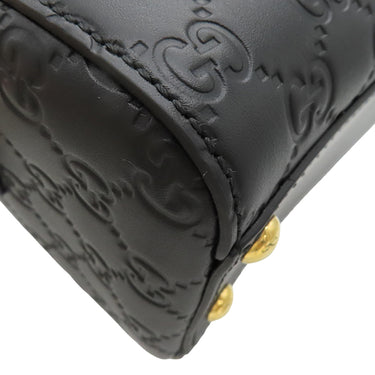 グッチ GUCCI グッチシマ ミニボストン 779769 ブラック レザー GGエンボスレザー 2WAYバッグ ゴールド金具 黒 ハンドバッグ ショルダー アウトレット品