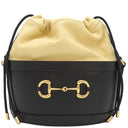 グッチ GUCCI ホースビット バケットバッグ 602118 ブラック×ベージュ レザー ショルダーバッグ ゴールド金具 黒 巾着