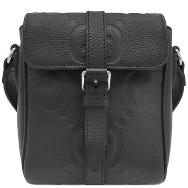 グッチ GUCCI ジャンボGG スモール メッセンジャーバッグ 760235 ブラック レザー ショルダーバッグ シルバー金具 黒