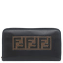 フェンディ FENDI FENDI ロゴ 7M0210 A4K3 F147M ブラック×ブラウン レザー 長財布 シルバー金具 ラウンドファスナー