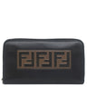 フェンディ FENDI FENDI ロゴ 7M0210 A4K3 F147M ブラック×ブラウン レザー 長財布 シルバー金具 ラウンドファスナー