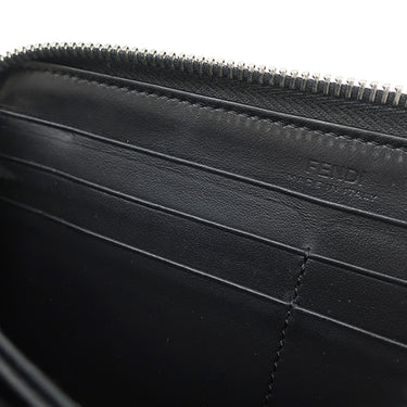 フェンディ FENDI FENDI ロゴ 7M0210 A4K3 F147M ブラック×ブラウン レザー 長財布 シルバー金具 ラウンドファスナー