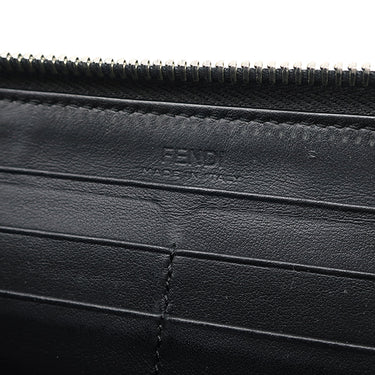 フェンディ FENDI FENDI ロゴ 7M0210 A4K3 F147M ブラック×ブラウン レザー 長財布 シルバー金具 ラウンドファスナー