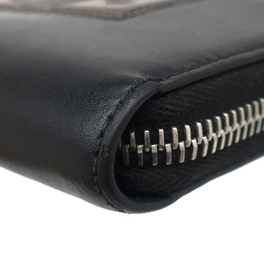 フェンディ FENDI FENDI ロゴ 7M0210 A4K3 F147M ブラック×ブラウン レザー 長財布 シルバー金具 ラウンドファスナー