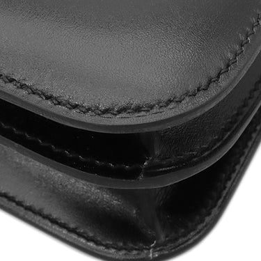 エルメス HERMES コンスタンスミニ 3 ミロワール ブラック ボックスカーフ ショルダーバッグ シルバー金具 黒