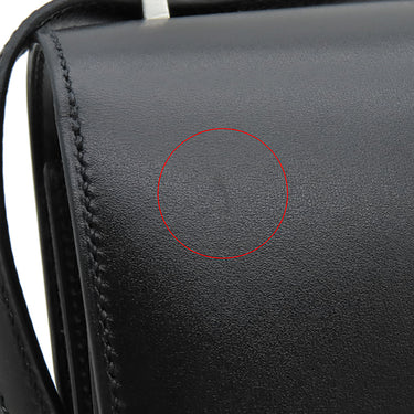 エルメス HERMES コンスタンスミニ 3 ミロワール ブラック ボックスカーフ ショルダーバッグ シルバー金具 黒