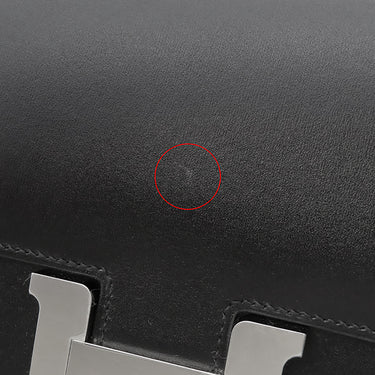 エルメス HERMES コンスタンスミニ 3 ミロワール ブラック ボックスカーフ ショルダーバッグ シルバー金具 黒