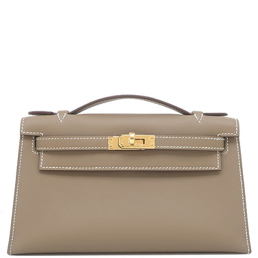 エルメス HERMES ポシェットケリー ミニ エトゥープ ヴォースイフト ハンドバッグ ゴールド金具 新品 未使用 グレージュ ミニバッグ