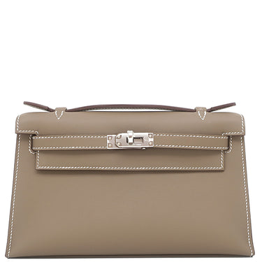 エルメス HERMES ポシェットケリー ミニ エトゥープ ヴォースイフト ハンドバッグ シルバー金具 新品 未使用 グレージュ ミニバッグ