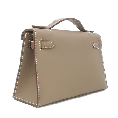 エルメス HERMES ポシェットケリー ミニ エトゥープ ヴォースイフト ハンドバッグ シルバー金具 新品 未使用 グレージュ ミニバッグ