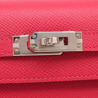 エルメス HERMES ケリー25 外縫い ローズエクストリーム ヴォーエプソン 2WAYバッグ シルバー金具 ピンク