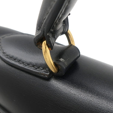 エルメス HERMES ケリー 32 外縫い ブラック ボックスカーフ 2WAYバッグ ゴールド金具 黒 ハンドバッグ ショルダー