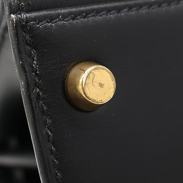 エルメス HERMES ケリー 32 外縫い ブラック ボックスカーフ 2WAYバッグ ゴールド金具 黒 ハンドバッグ ショルダー