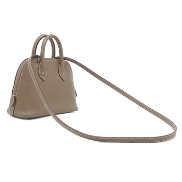 エルメス HERMES ボリード1923 ミニ ヴェルソ エトゥープ×ルージュトマト エバーカラー 2WAYバッグ シルバー金具 グレージュ 赤 バイカラー