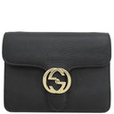 グッチ GUCCI インターロッキングG 510304 ブラック レザー ショルダーバッグ 黒 チェーンショルダー