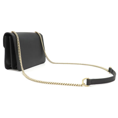 グッチ GUCCI インターロッキングG 510304 ブラック レザー ショルダーバッグ 黒 チェーンショルダー