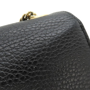 グッチ GUCCI インターロッキングG 510304 ブラック レザー ショルダーバッグ 黒 チェーンショルダー