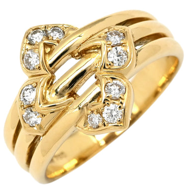 クリスチャン・ディオール Christian Dior ダイヤモンドリング イエローゴールド K18YG ダイヤモンド リング 指輪 Au750 K18 ダイヤ 四つ葉クローバーデザイン 0.31ct 16号