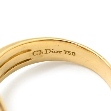 クリスチャン・ディオール Christian Dior ダイヤモンドリング イエローゴールド K18YG ダイヤモンド リング 指輪 Au750 K18 ダイヤ 四つ葉クローバーデザイン 0.31ct 16号
