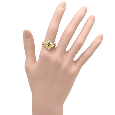 クリスチャン・ディオール Christian Dior ダイヤモンドリング イエローゴールド K18YG ダイヤモンド リング 指輪 Au750 K18 ダイヤ 四つ葉クローバーデザイン 0.31ct 16号