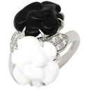 シャネル CHANEL カメリア J2938 ブラック×ホワイト×ホワイトゴールド K18WG ダイヤモンド オニキス ホワイトアゲート(メノウ) #48 リング 指輪 Au750 18K 18金 ダイヤ オニキス ホワイトアゲート メノウ フラワー 花 7.5号