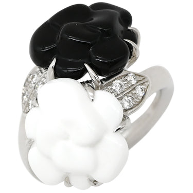 シャネル CHANEL カメリア J2938 ブラック×ホワイト×ホワイトゴールド K18WG ダイヤモンド オニキス ホワイトアゲート(メノウ) #48 リング 指輪 Au750 18K 18金 ダイヤ オニキス ホワイトアゲート メノウ フラワー 花 7.5号