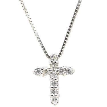 ノンブランド NON BRAND ダイヤ クロス ペンダント ホワイトゴールド K10WG ダイヤモンド ネックレス 0.1ct 10P 10石 10粒 十字架 ミニ スモール ホワイトゴールド K10WG ベネチアンチェーン
