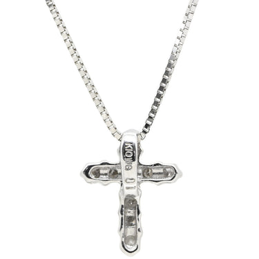 ノンブランド NON BRAND ダイヤ クロス ペンダント ホワイトゴールド K10WG ダイヤモンド ネックレス 0.1ct 10P 10石 10粒 十字架 ミニ スモール ホワイトゴールド K10WG ベネチアンチェーン