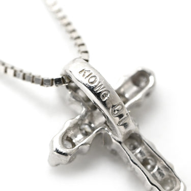 ノンブランド NON BRAND ダイヤ クロス ペンダント ホワイトゴールド K10WG ダイヤモンド ネックレス 0.1ct 10P 10石 10粒 十字架 ミニ スモール ホワイトゴールド K10WG ベネチアンチェーン