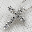 ノンブランド NON BRAND ダイヤ クロス ペンダント ホワイトゴールド K10WG ダイヤモンド ネックレス 0.1ct 10P 10石 10粒 十字架 ミニ スモール ホワイトゴールド K10WG ベネチアンチェーン