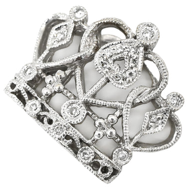 ノンブランド NON BRAND クラウン ダイヤ ネックレストップ ホワイトゴールド K18WG ダイヤモンド ペンダントトップ Au750 18K 18金 透かし彫り 王冠モチーフ アンティーク調