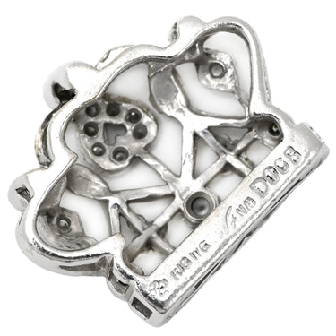 ノンブランド NON BRAND クラウン ダイヤ ネックレストップ ホワイトゴールド K18WG ダイヤモンド ペンダントトップ Au750 18K 18金 透かし彫り 王冠モチーフ アンティーク調