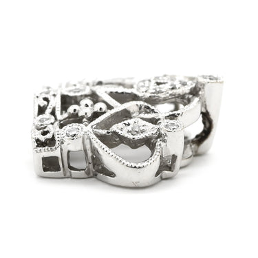 ノンブランド NON BRAND クラウン ダイヤ ネックレストップ ホワイトゴールド K18WG ダイヤモンド ペンダントトップ Au750 18K 18金 透かし彫り 王冠モチーフ アンティーク調