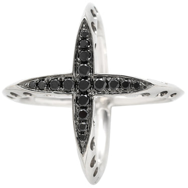 イーノス E-NO'S ブラックダイヤリング ホワイトゴールド K18WG ブラックダイヤモンド リング 指輪 黒 ダイヤモンド 18K 750 Xリング クロスリング デザインリング 15号