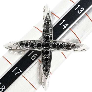 イーノス E-NO'S ブラックダイヤリング ホワイトゴールド K18WG ブラックダイヤモンド リング 指輪 黒 ダイヤモンド 18K 750 Xリング クロスリング デザインリング 15号