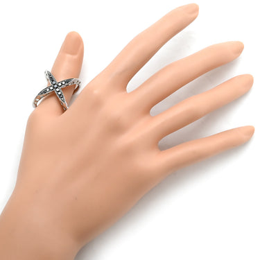 イーノス E-NO'S ブラックダイヤリング ホワイトゴールド K18WG ブラックダイヤモンド リング 指輪 黒 ダイヤモンド 18K 750 Xリング クロスリング デザインリング 15号