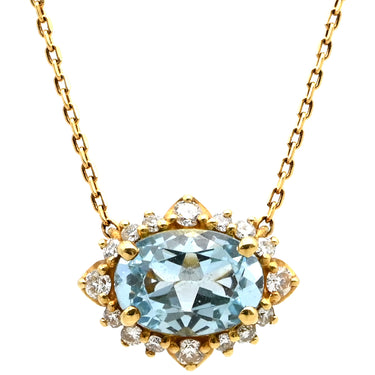 ポンテヴェキオ Ponte Vecchio アクアマリン イエローゴールド K18YG アクアマリン ダイヤモンド ネックレス Au750 18K 18金 ダイヤモンド ペンダント