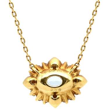 ポンテヴェキオ Ponte Vecchio アクアマリン イエローゴールド K18YG アクアマリン ダイヤモンド ネックレス Au750 18K 18金 ダイヤモンド ペンダント