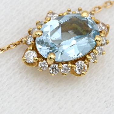 ポンテヴェキオ Ponte Vecchio アクアマリン イエローゴールド K18YG アクアマリン ダイヤモンド ネックレス Au750 18K 18金 ダイヤモンド ペンダント