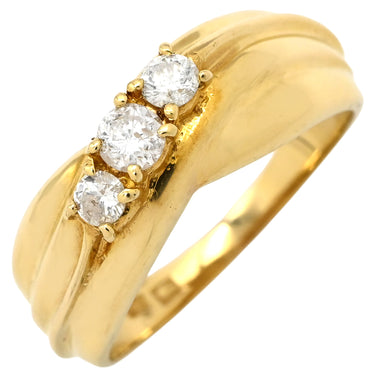 ノンブランド NON BRAND ダイヤモンド 0.34ct イエローゴールド K18YG ダイヤモンド リング 指輪 ブリリアントカット 3P 3石 3粒 18K 750 YG ダイア 15号