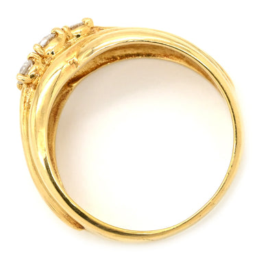 ノンブランド NON BRAND ダイヤモンド 0.34ct イエローゴールド K18YG ダイヤモンド リング 指輪 ブリリアントカット 3P 3石 3粒 18K 750 YG ダイア 15号