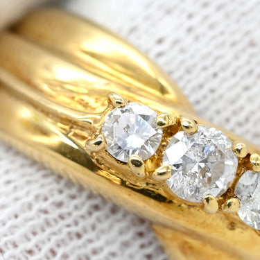 ノンブランド NON BRAND ダイヤモンド 0.34ct イエローゴールド K18YG ダイヤモンド リング 指輪 ブリリアントカット 3P 3石 3粒 18K 750 YG ダイア 15号