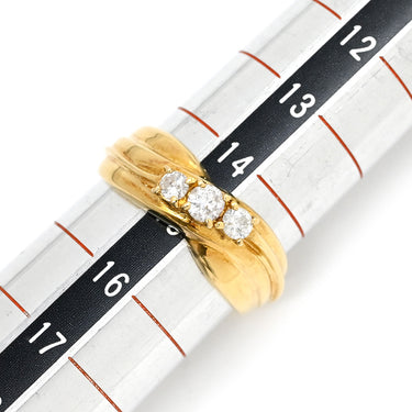 ノンブランド NON BRAND ダイヤモンド 0.34ct イエローゴールド K18YG ダイヤモンド リング 指輪 ブリリアントカット 3P 3石 3粒 18K 750 YG ダイア 15号