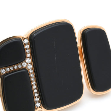 エルメス HERMES ニロティカス リュミエール 2連リング ローズゴールド K18PG ブラックジェイド(ヒスイ) ダイヤモンド #53(JP13) リング 指輪 ピンクゴールド ブラックジェイド ダイヤモンド Au750 18K