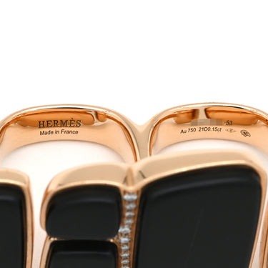 エルメス HERMES ニロティカス リュミエール 2連リング ローズゴールド K18PG ブラックジェイド(ヒスイ) ダイヤモンド #53(JP13) リング 指輪 ピンクゴールド ブラックジェイド ダイヤモンド Au750 18K