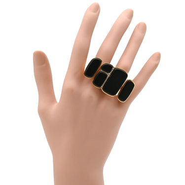 エルメス HERMES ニロティカス リュミエール 2連リング ローズゴールド K18PG ブラックジェイド(ヒスイ) ダイヤモンド #53(JP13) リング 指輪 ピンクゴールド ブラックジェイド ダイヤモンド Au750 18K