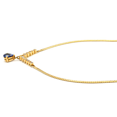 ノンブランド NON BRAND ブルーサファイア 0.98ct ダイヤモンドペンダント イエローゴールド K18YG サファイア ダイヤモンド ネックレス 青 ペアシェイプカット 1石 1粒 11Pダイヤ