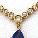 ノンブランド NON BRAND ブルーサファイア 0.98ct ダイヤモンドペンダント イエローゴールド K18YG サファイア ダイヤモンド ネックレス 青 ペアシェイプカット 1石 1粒 11Pダイヤ